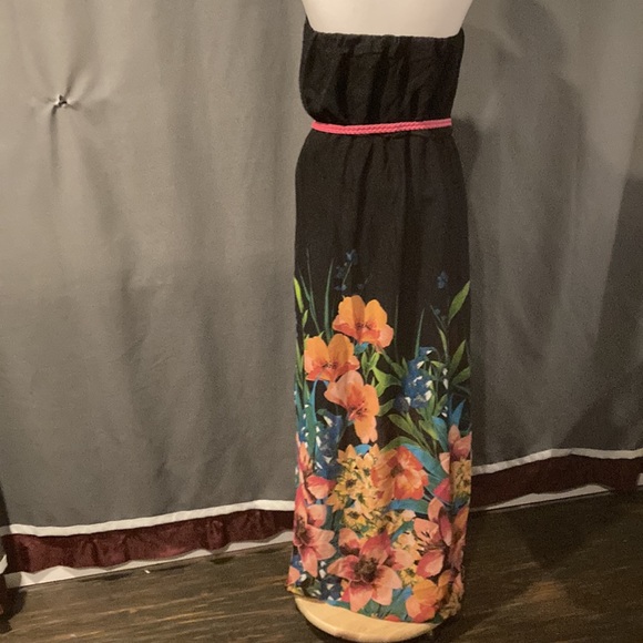 WOMENS SZ L MAXI BELTED MAXI DRESS VERY COLORFUL - Picture 4 of 7